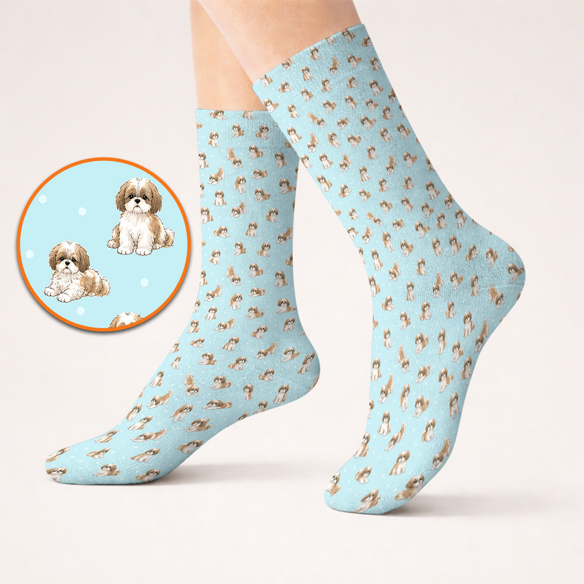 Funny Shih Tzu Golf Sock, Cute Shih Tzu Pattern Golf Socks, Golf Gift For Golfer