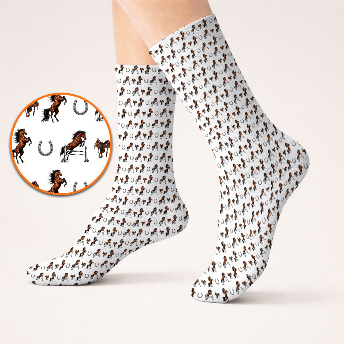 Funny Horse Golf Pattern Socks, American Quarter Horse Golf Socks, Western Horse Gift for Golfers