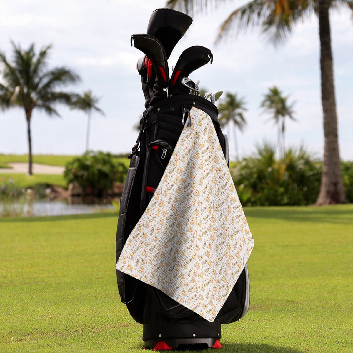 Funny Corgi Golf Towel For Golfer, Corgi Pattern Golf Towels, Dog Lover Golf Gift