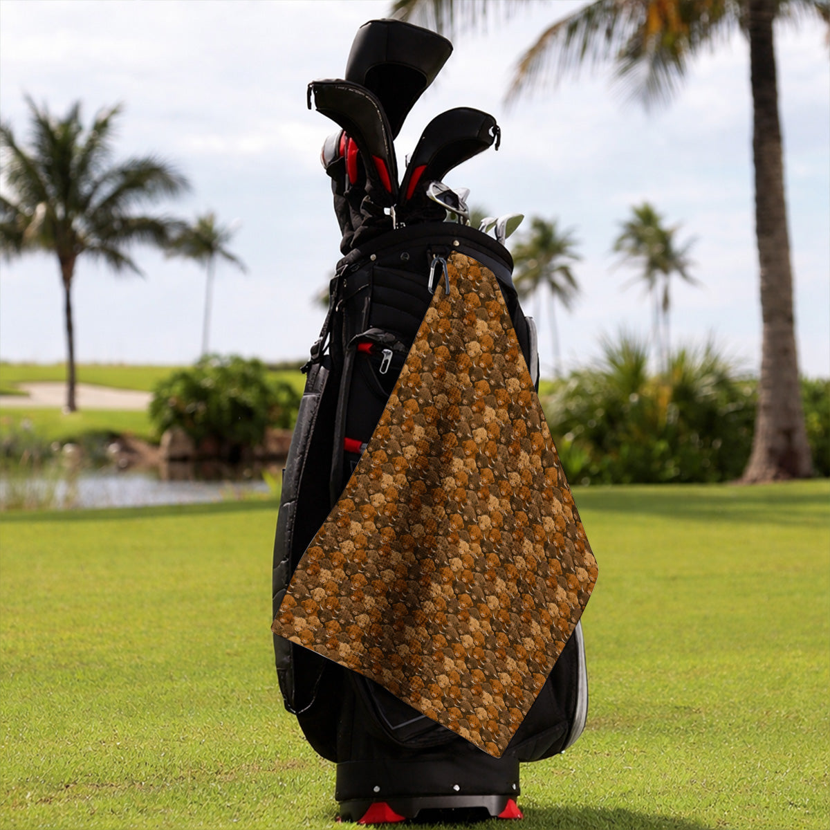 Highland Cow Pattern Golf Towels, Crazy Golf Gift For Golfer, Highland Cow Golf Towel