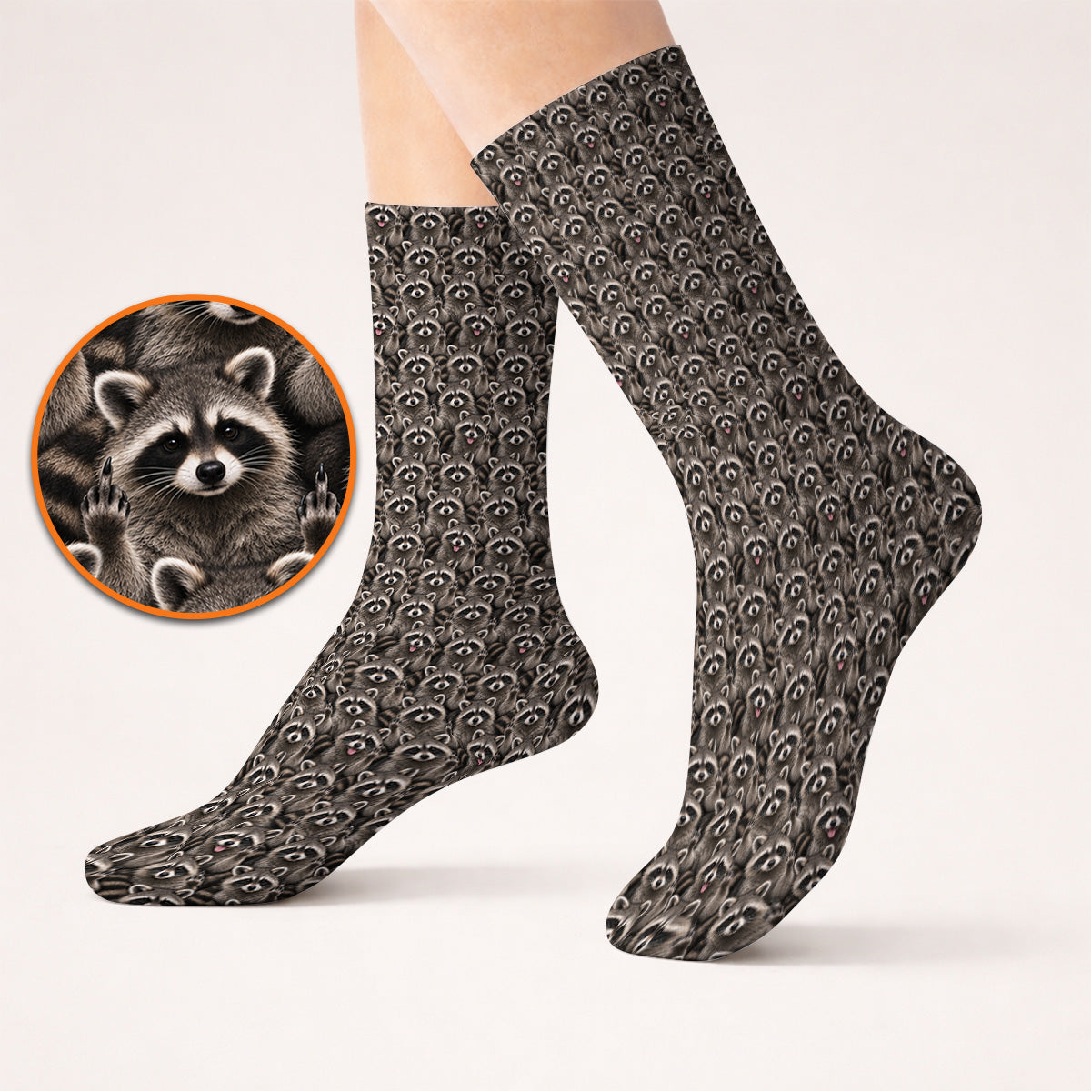 Raccoon Golf Pattern Socks, Crazy Raccoon Golf Sock, Golf Gift for Golfer