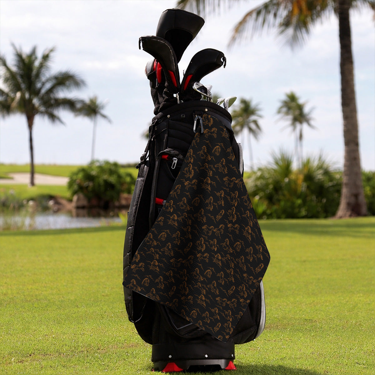 Crazy Horse Golf Pattern Towel, American Quarter Horse Golf Towels, Western Horse Gift for Golfers