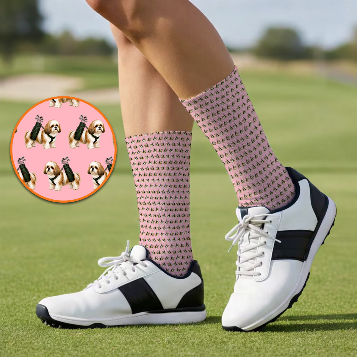 Shih Tzu Golf Sock, Cute Shih Tzu Pattern Golf Socks, Golf Gift For Golfer