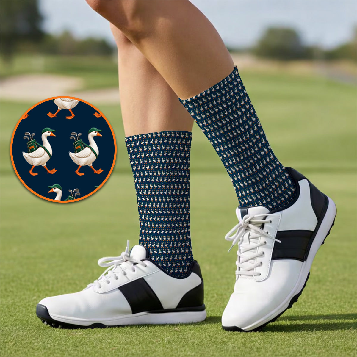 Walking Goose Golf Socks, Funny Goose Pattern Golf Sock, Golf Gift For Golfer