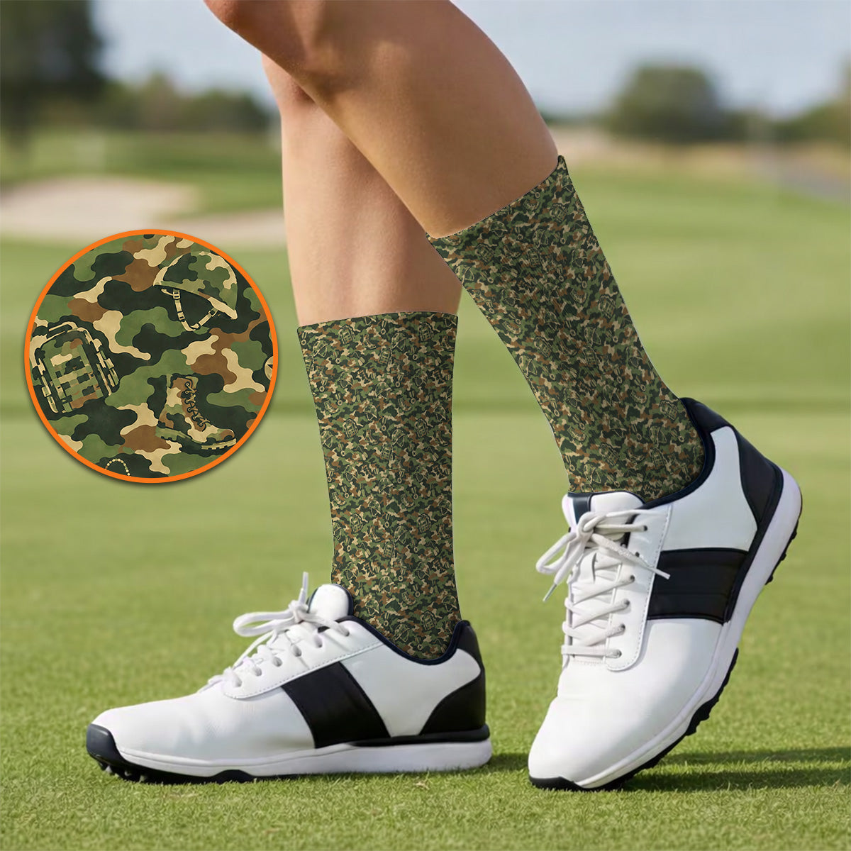 Veteran Camo Golf Socks, Army Camouflage Golf Sock, Golf Gift For Golfers
