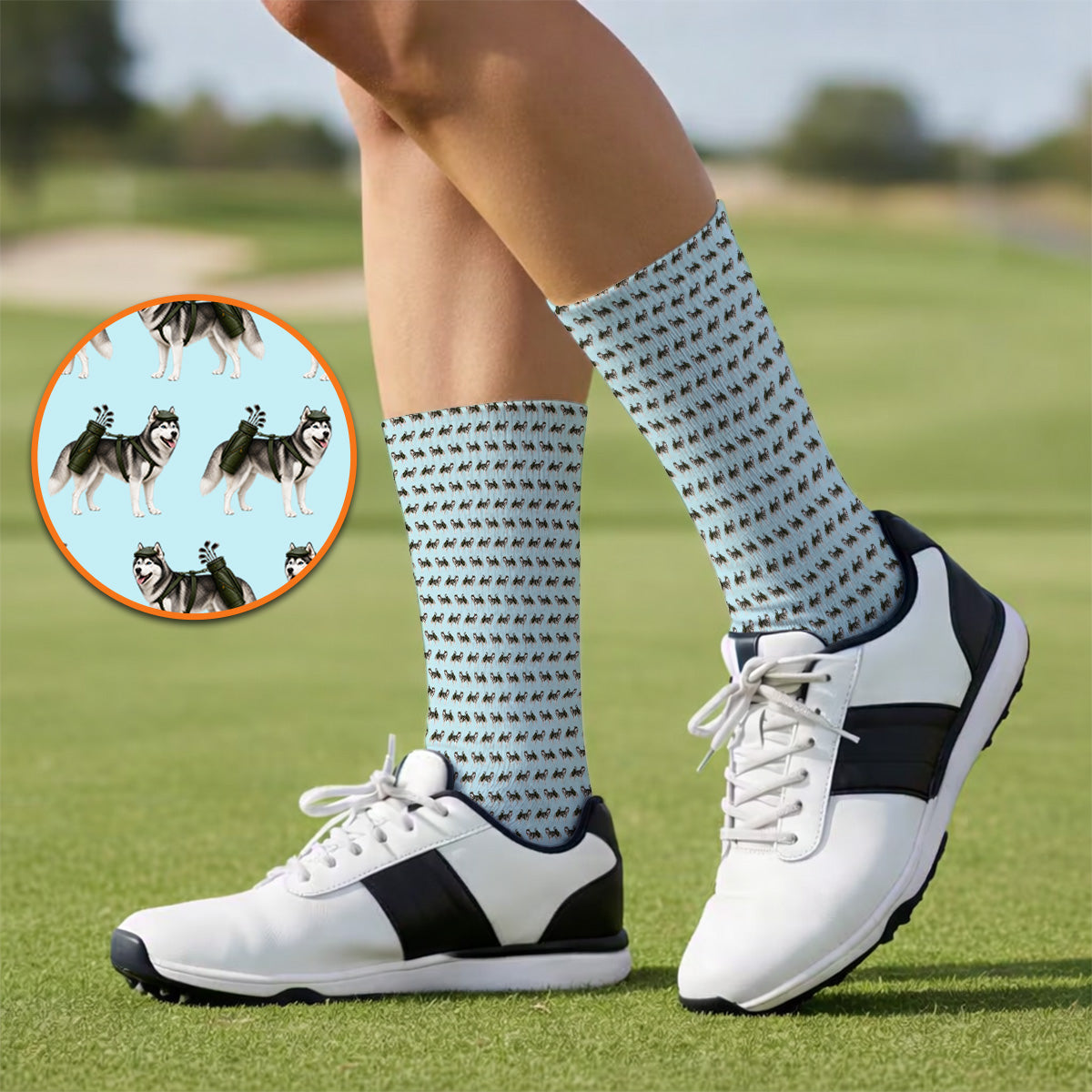 Husky Golf Socks, Husky Sibir Pattern Golf Sock For Golfer, Funny Golf Gift For Dog Lover