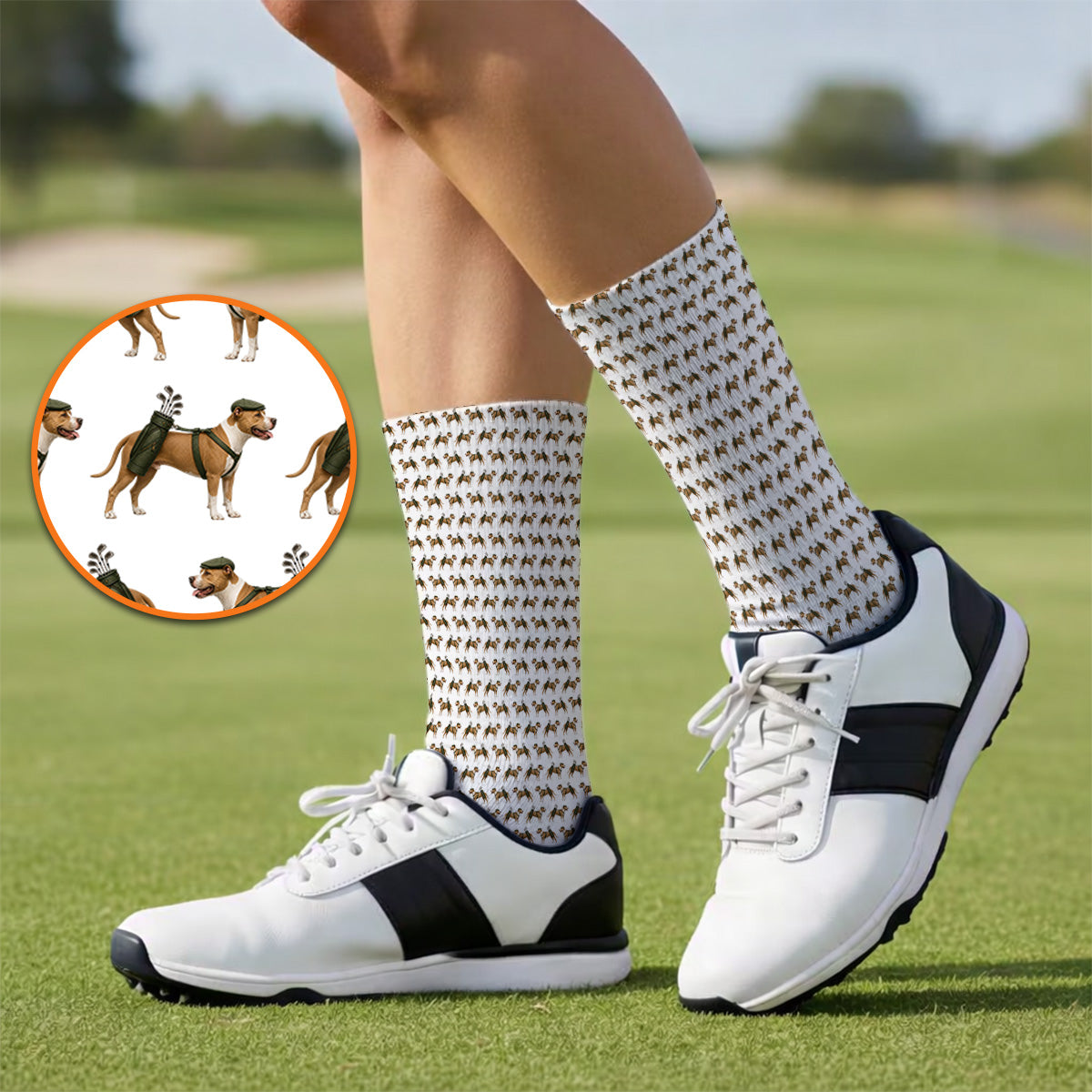 Funny Pit Bull Terrier Golf Socks, Pit Bull Pattern Golf Shirt, Golf Gift for Dog Lovers