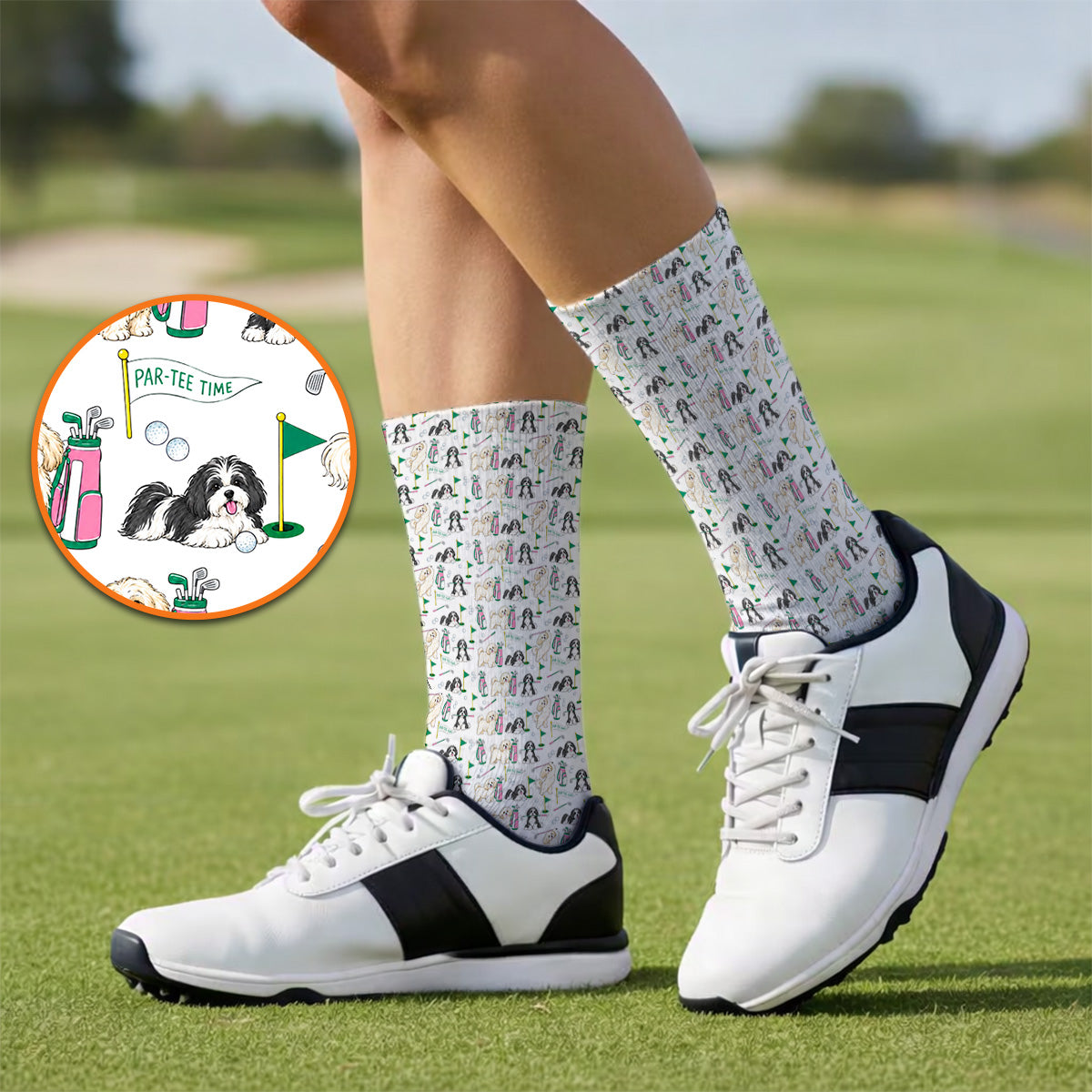 Havanese Pattern Golf Socks, Cute Havanese Golf Sock, Crazy Golf Gift for Golfer