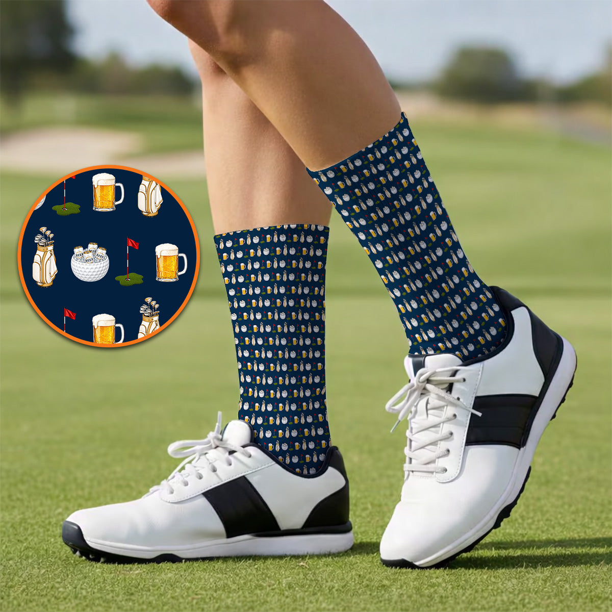 Crazy Beer Pattern Golf Sock, Beers Golf Socks, Golf Gift For Golfer