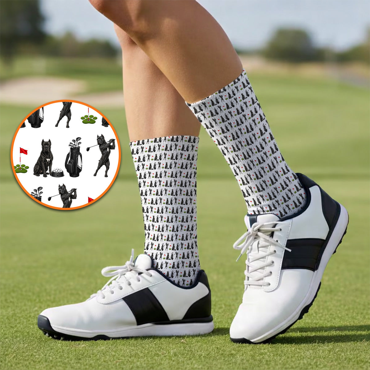 Cane Corso Golf Socks, Black Cane Corso Golf Pattern Sock for Dog Lovers, Funny Golf Gift for Golfers