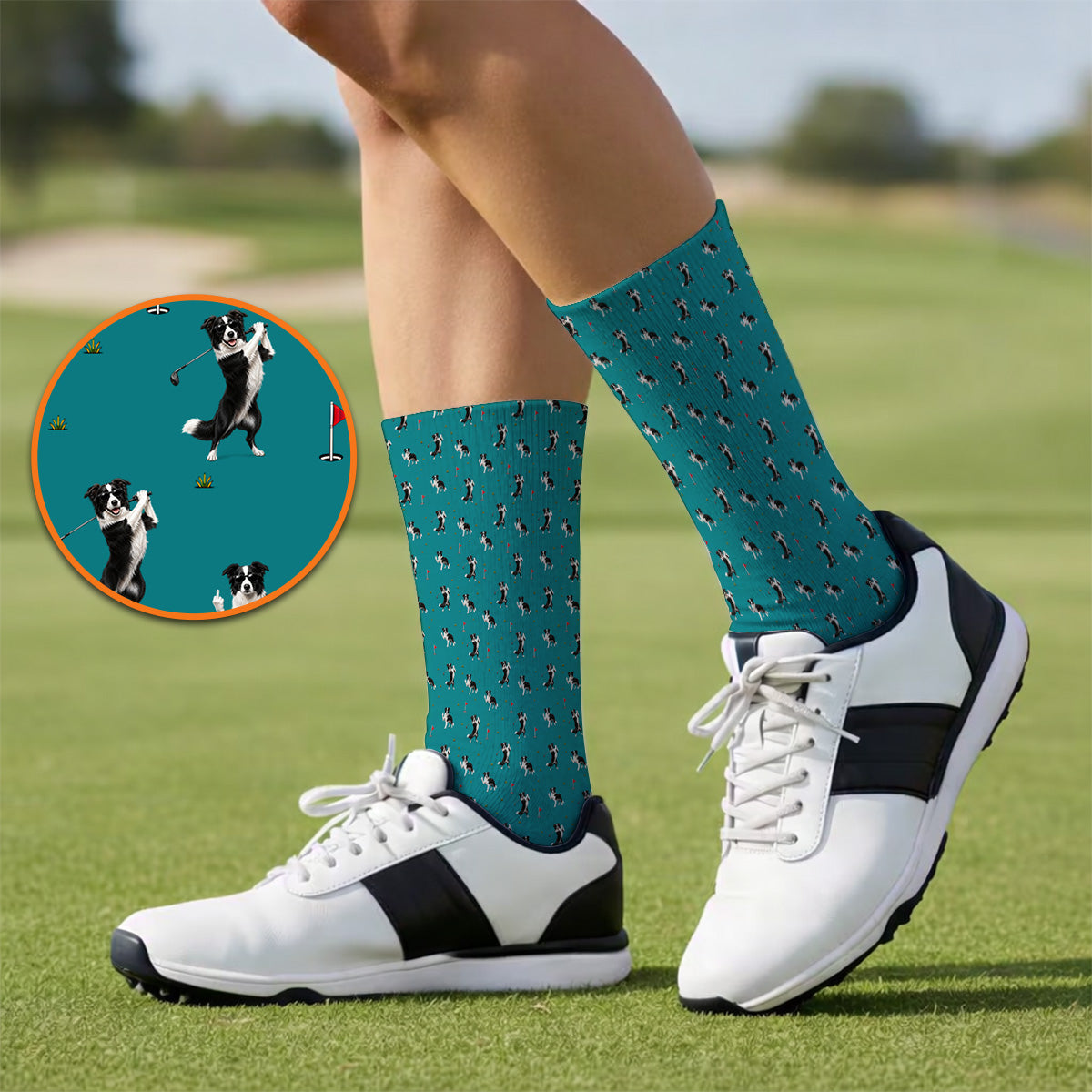 Border Collie Golf Socks, Border Collie Pattern Golf Sock For Golfer, Funny Golf Gift For Dog Lover