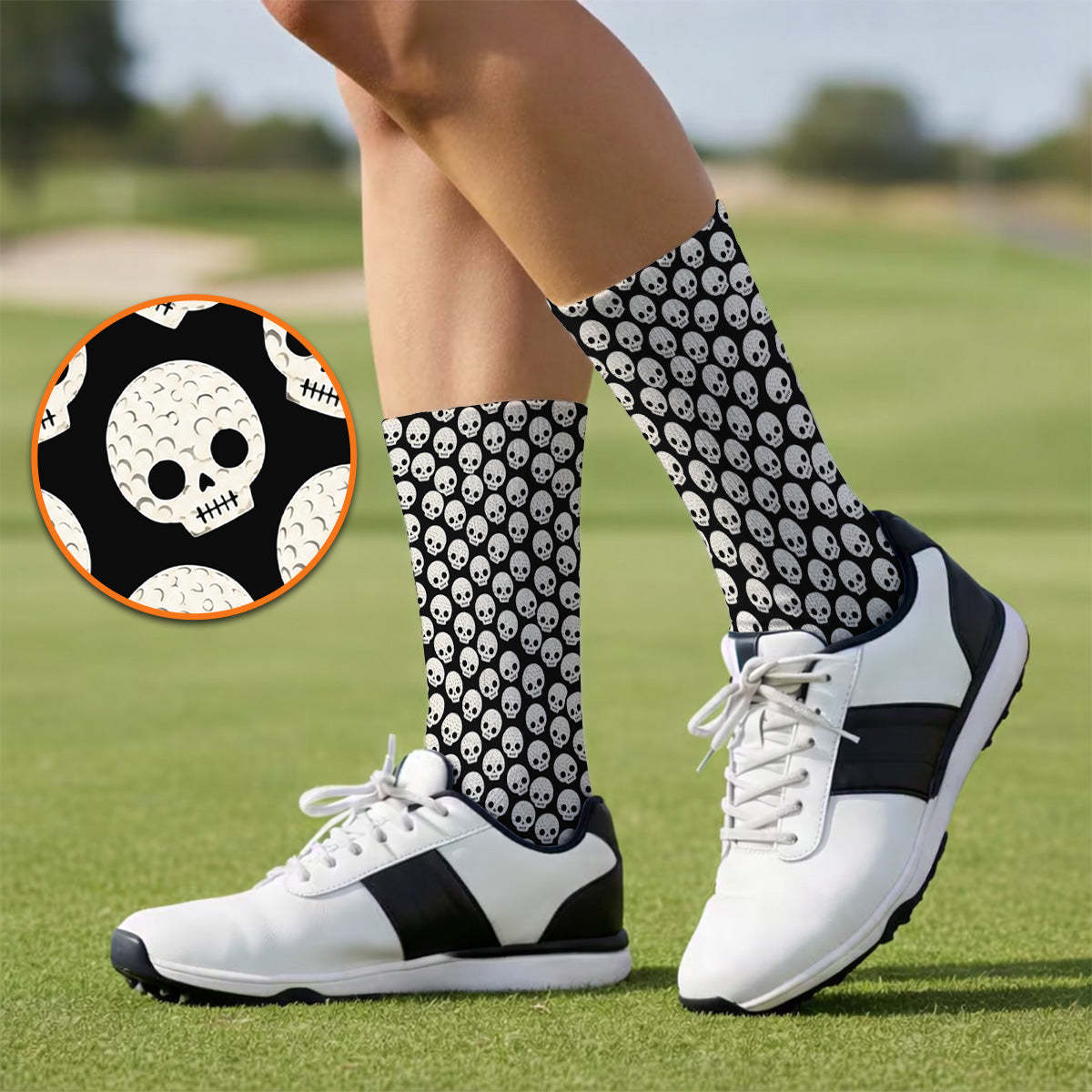 Crazy Skeleton Golf Socks, Skeleton Pattern Golf Sock, Golf Gift For Golfer