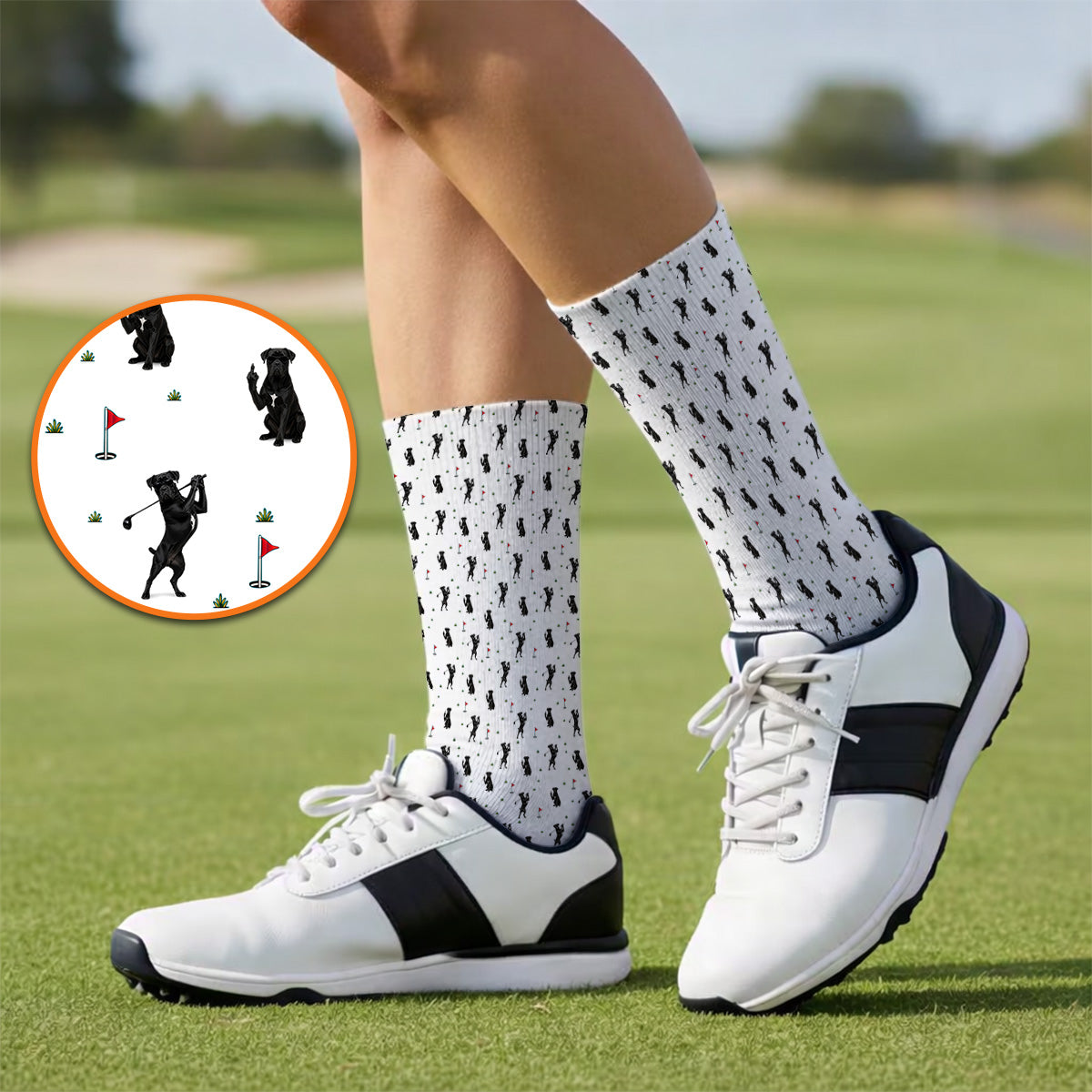 Cane Corso Middle Finger Golf Socks, Black Cane Corso Golf Pattern Sock for Dog Lovers, Funny Golf Gift for Golfers
