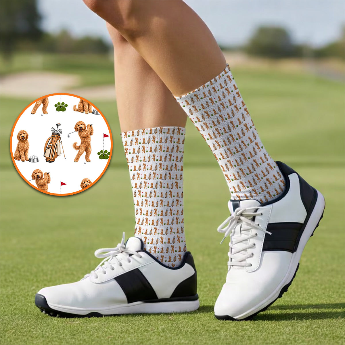 Goldendoodle Golf Socks, Dog Pattern Golf Sock, Funny Golf Gift For Golfers