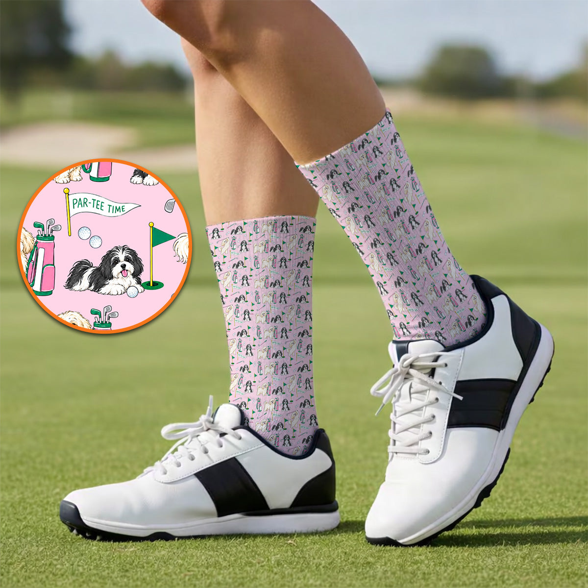 Havanese Pattern Golf Socks, Cute Havanese Golf Sock, Crazy Golf Gift for Golfer