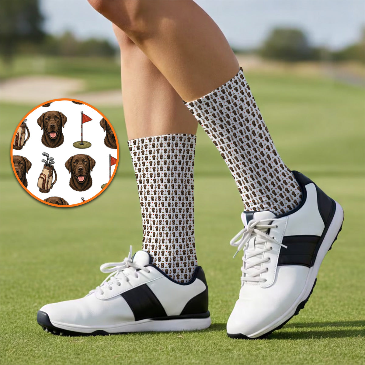 Chocolate Labrador Retriever Golf Sock, Funny Chocolate Lab Pattern Golf Socks, Dog Lover Golf Shirt