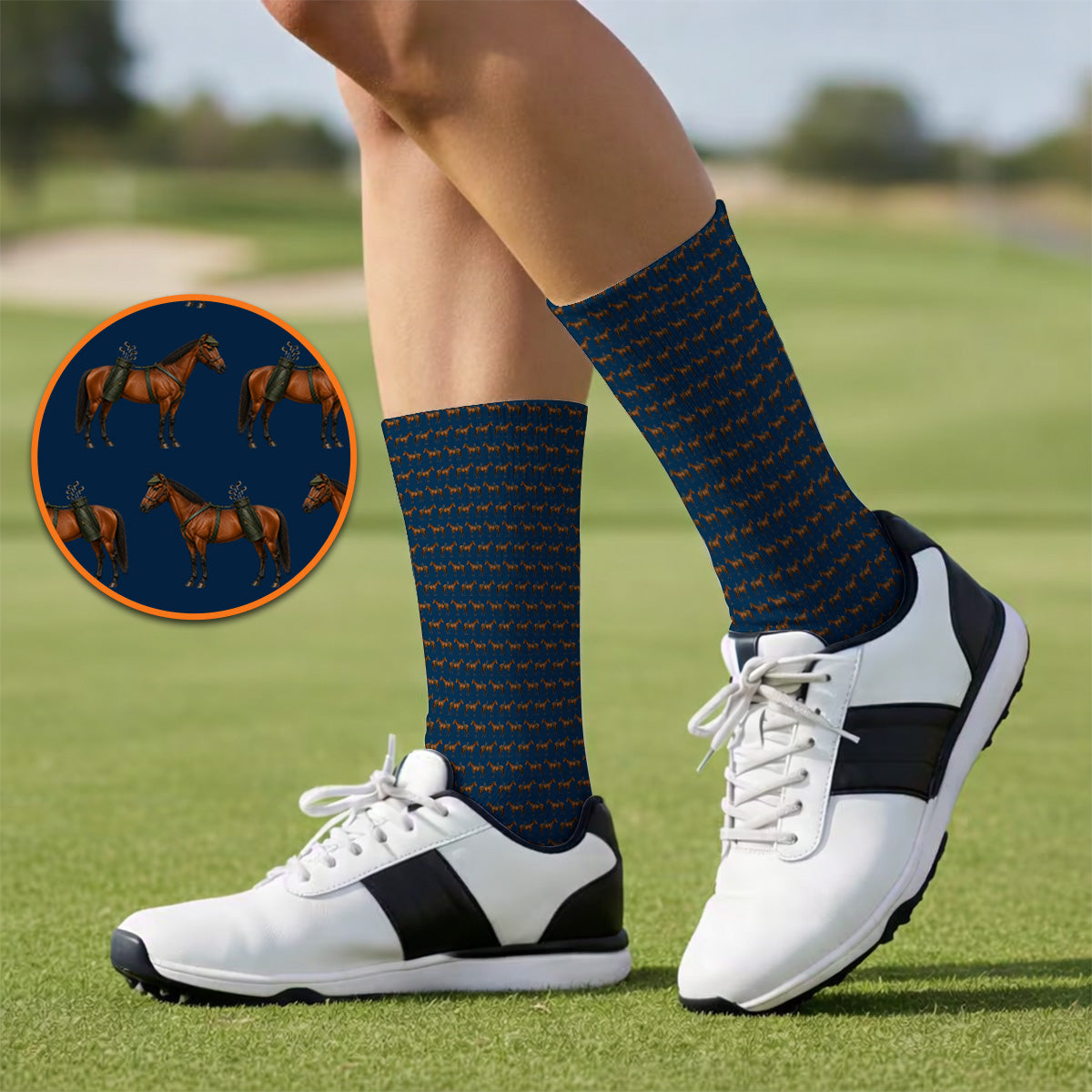 American Quarter Horse Golf Sock, Crazy Horse Pattern Golf Socks, Western Horse Gift for Golfers