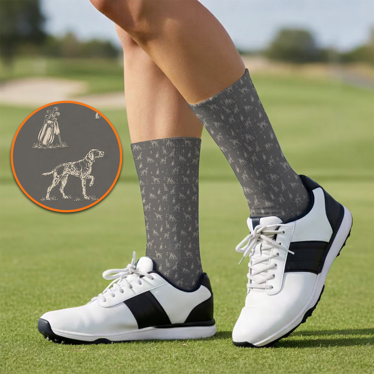 German Shorthaired Pointer Golf Socks, Crazy Pointer Pattern Golf Sock, Golf Gift For Golfer