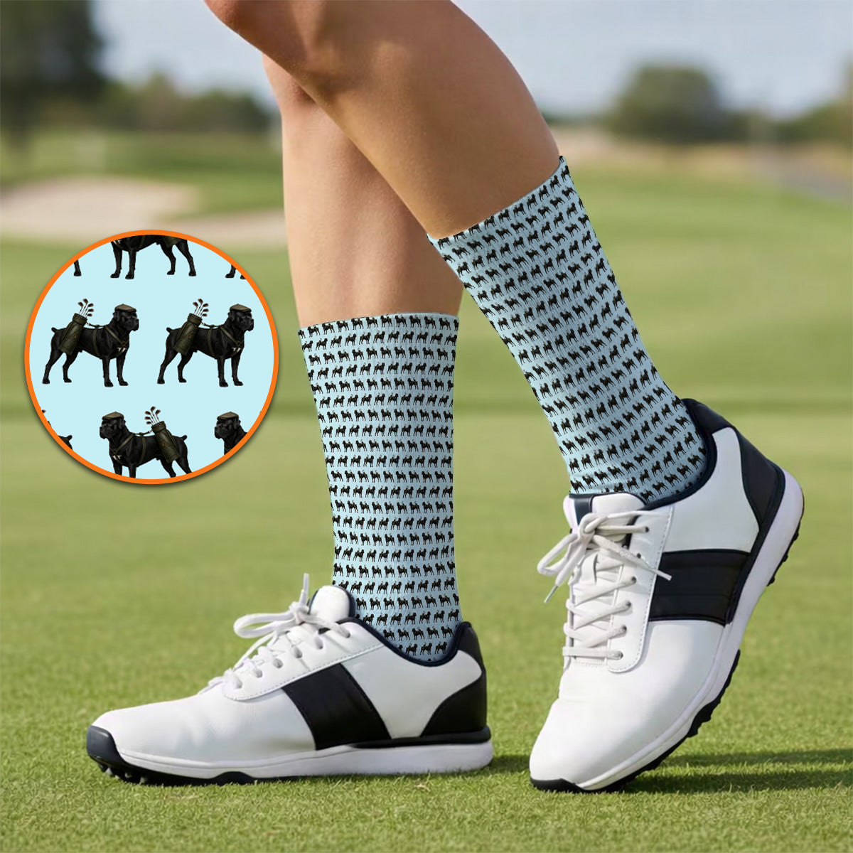 Cane Corso Pattern Golf Socks, Black Cane Corso Golf Sock for Dog Lovers, Crazy Golf Gift for Golfers