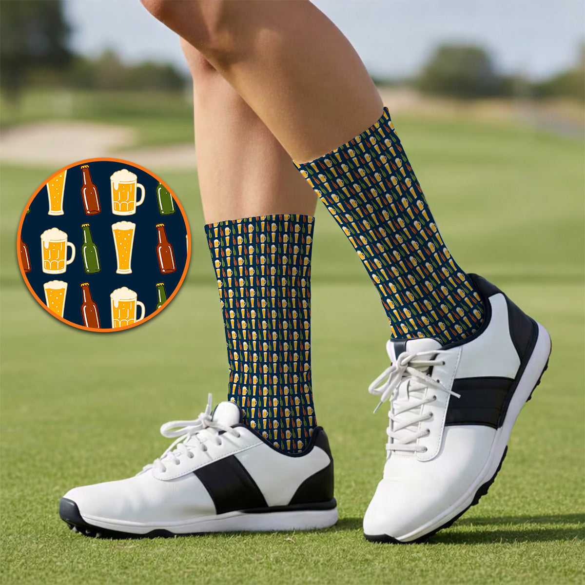 Beer Bottles Golf Socks, Vintage Beer Pattern Golf Sock, Funny Golf Gift For Golfer