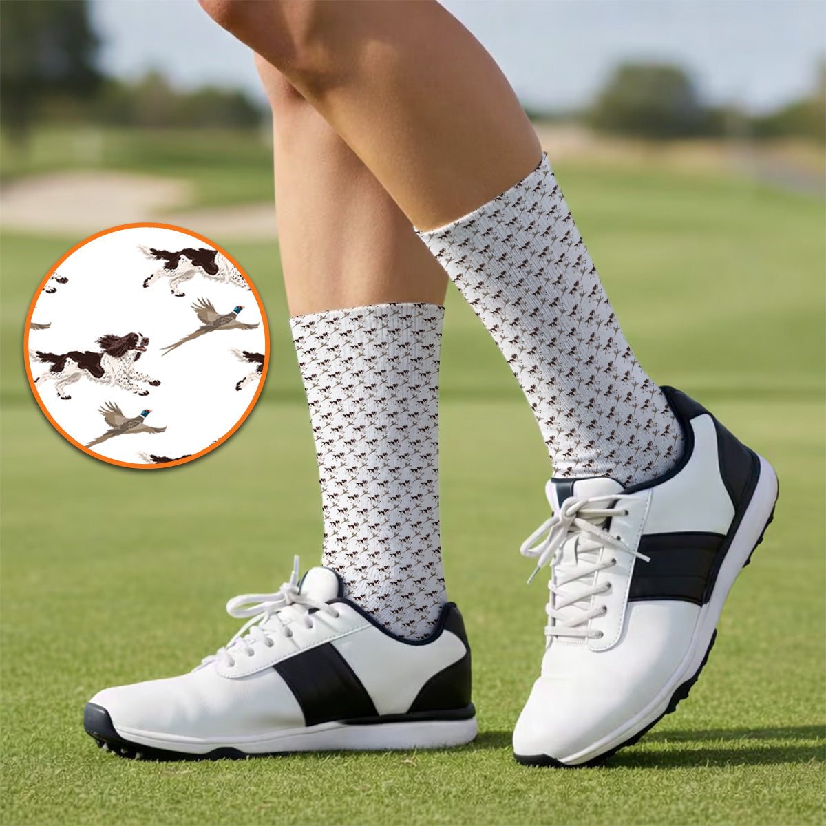 English Springer Spaniel Golf Socks, Crazy Dog Pattern Golf Sock, Golf Gift For Golfers