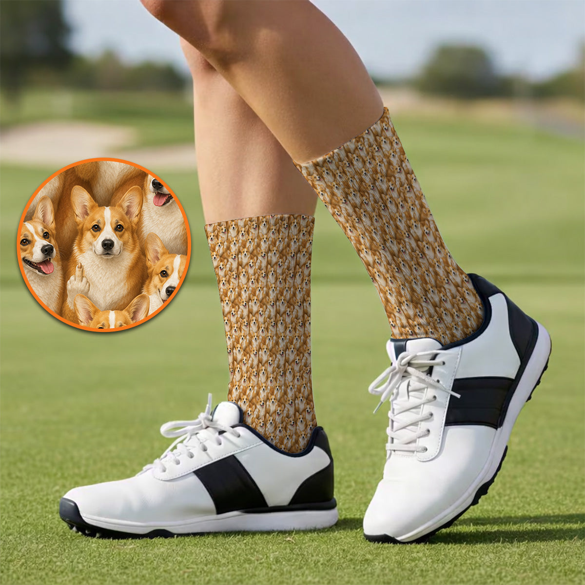 Crazy Corgi Golf Socks, Corgi Pattern Golf Sock, Golf Gift For Golfer