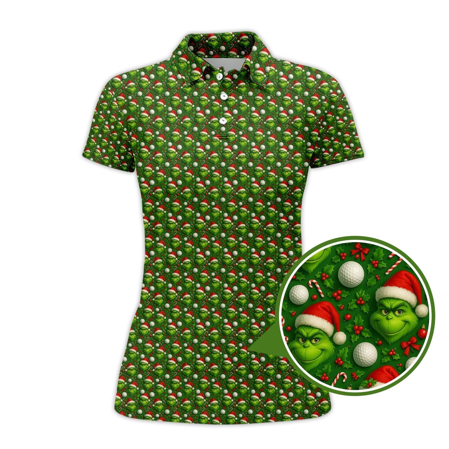 Grinch Golf Shirt For Golfer, Pattern Golf Shirt, Funny Golf Shirt For Men, Christmas Golf Shirt