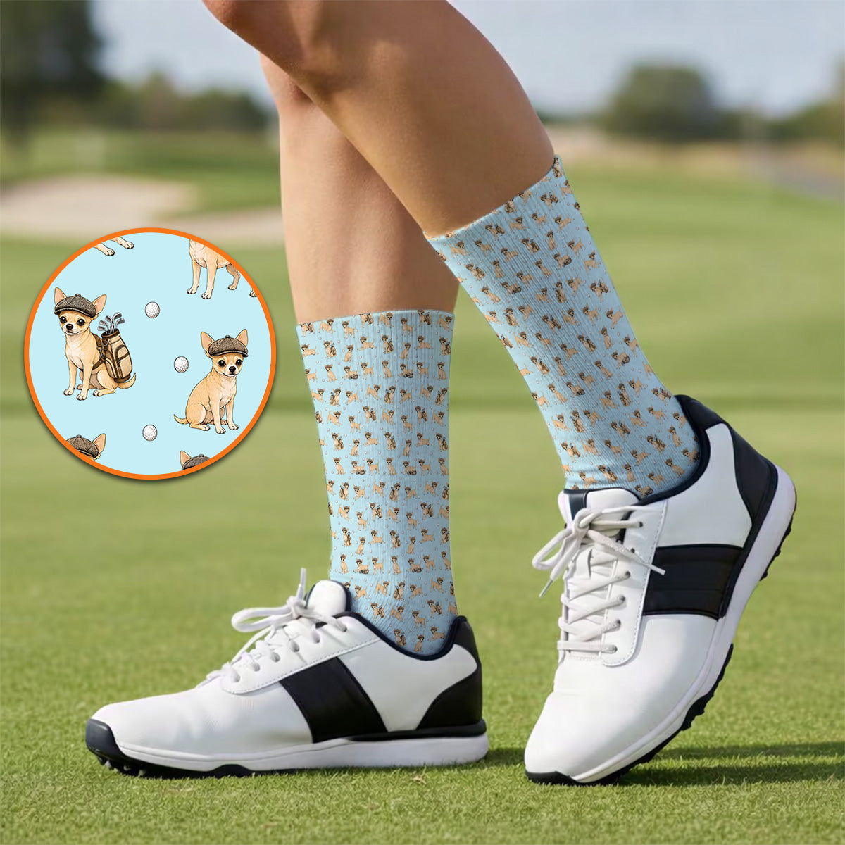 Funny Chihuahua Golf Socks, Cute Chihuahua Pattern Golf Sock for Dog Lovers, Golf Gift For Golfer