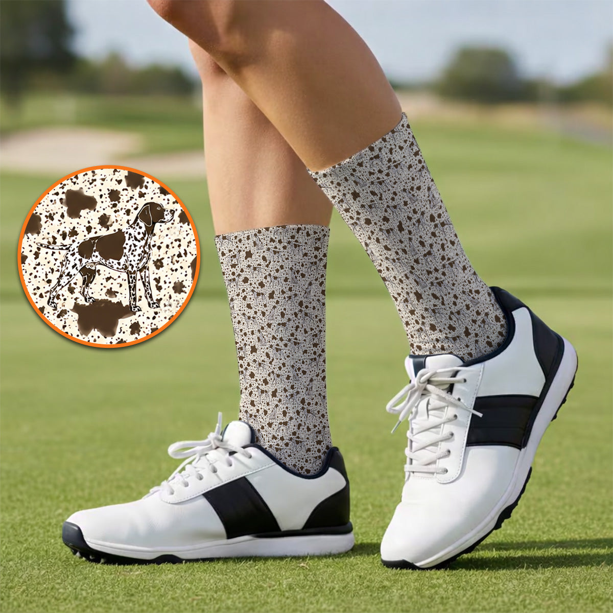 German Shorthaired Pointer Golf Socks, Pointer Pattern Golf Sock, Crazy Golf Gift For Golfer