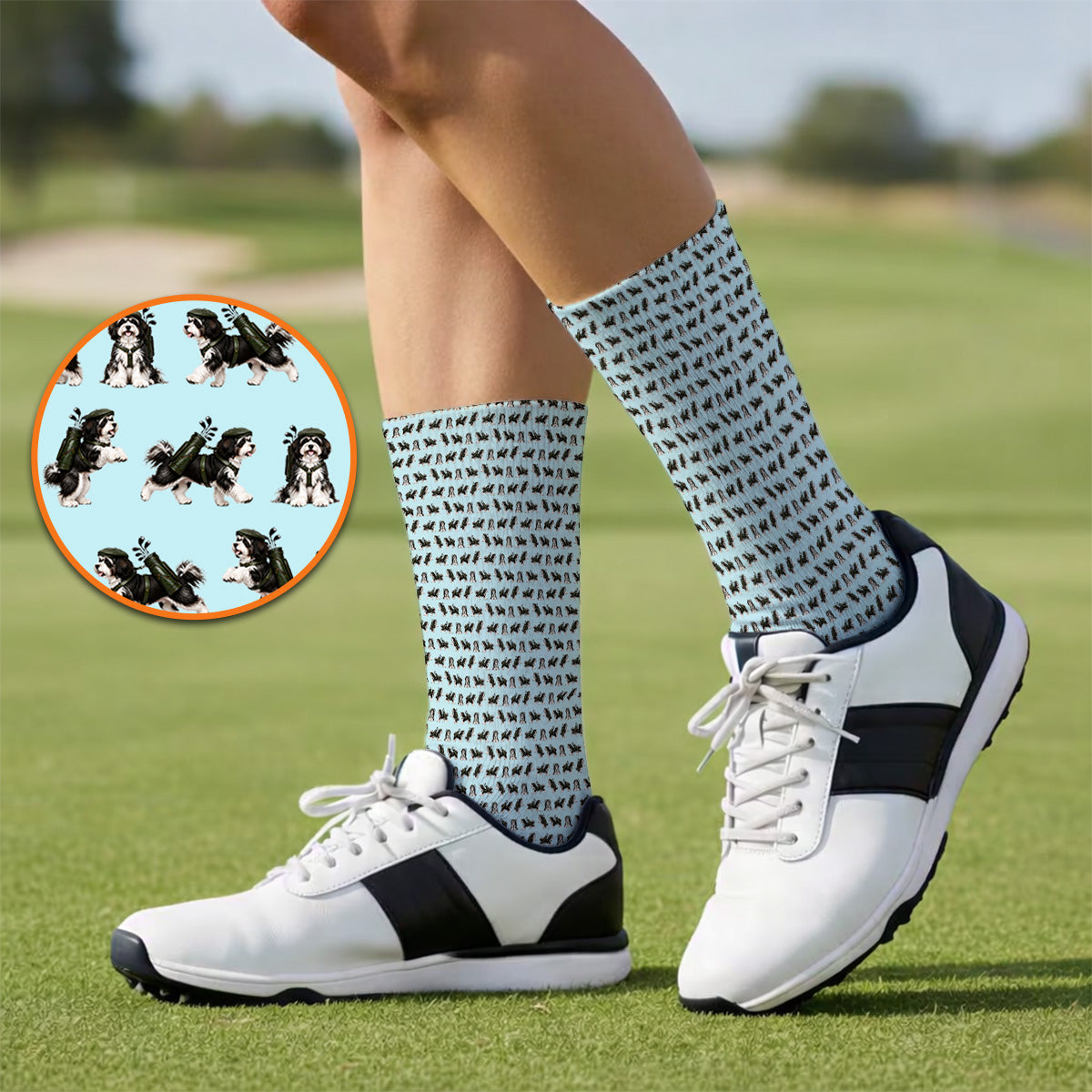 Havanese Pattern Golf Socks, Funny Havanese Golf Sock, Golf Gift for Golfers