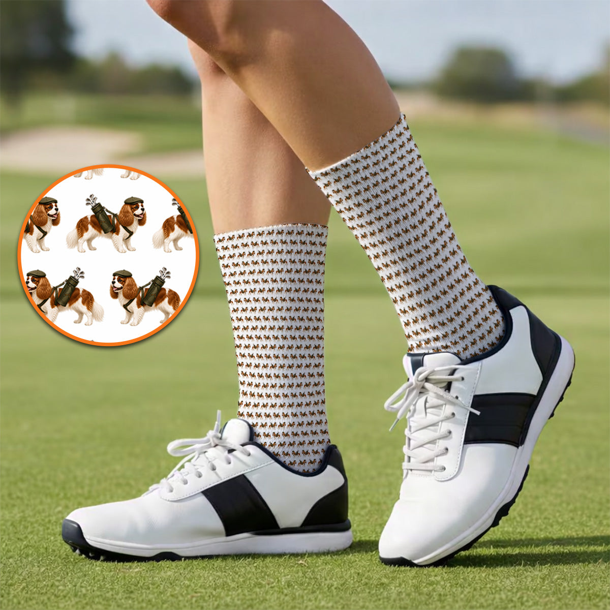 Cavalier King Charles Spaniel Golf Socks, Funny Cavalier Golf Sock, Golf Gift For Dog Lovers