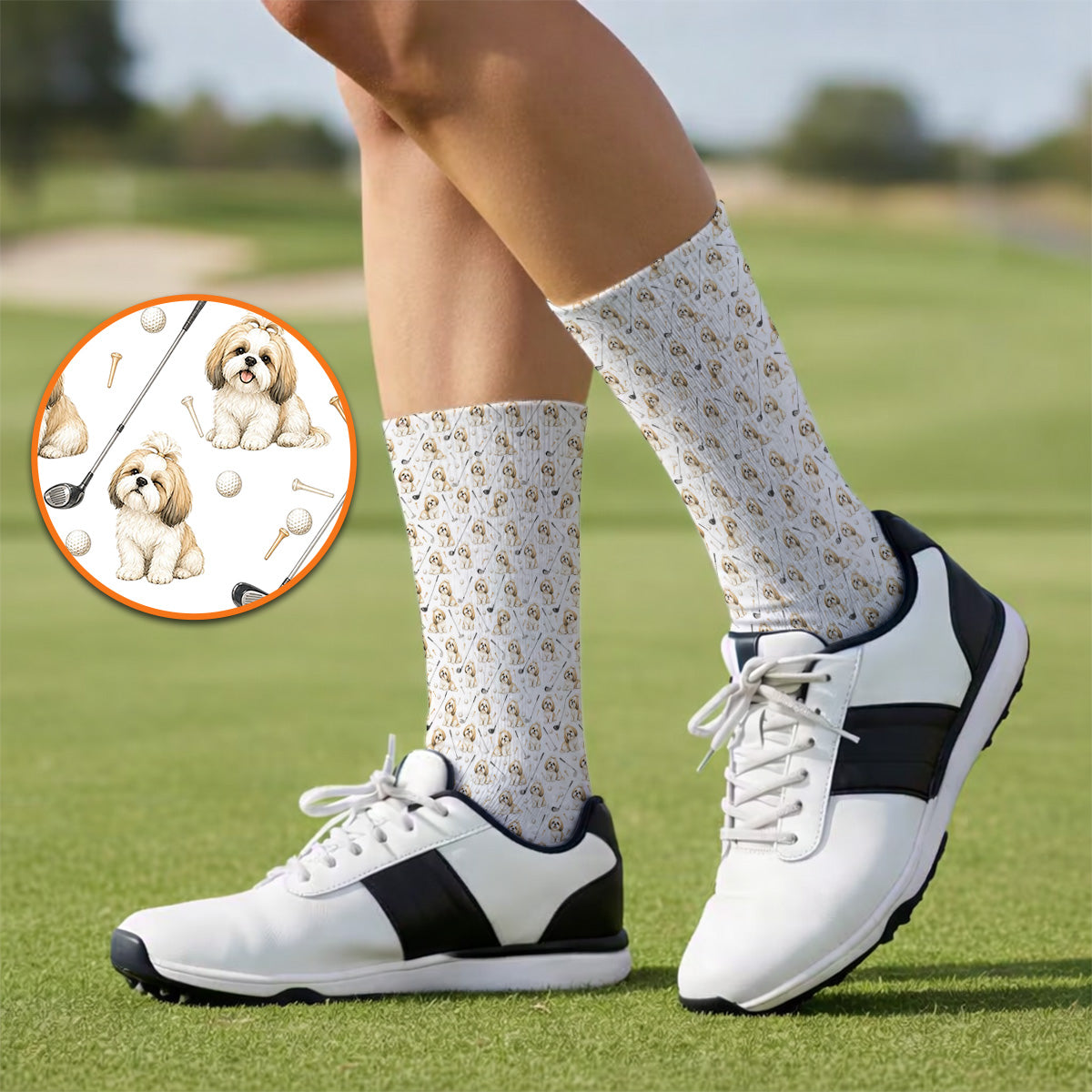 Shih Tzu Golf Socks, Cute Shih Tzu Pattern Golf Sock, Crazy Golf Gift For Golfer