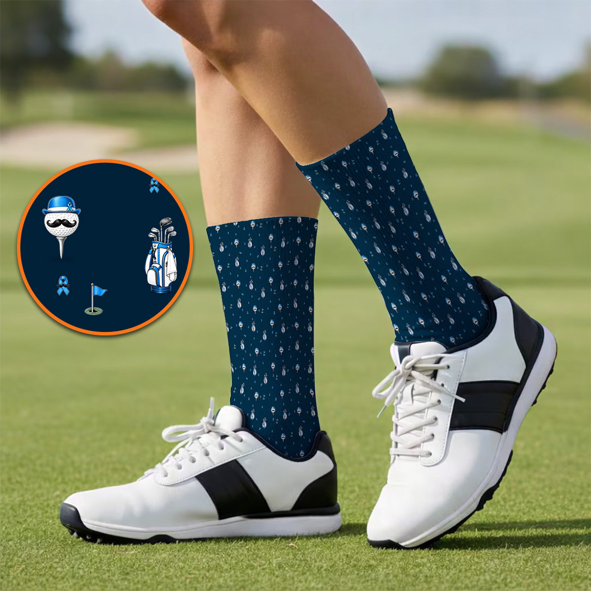 Blue Ribbon Golf Socks, Prostate Cancer Awareness Golf Sock, Golf Gift for Golfer
