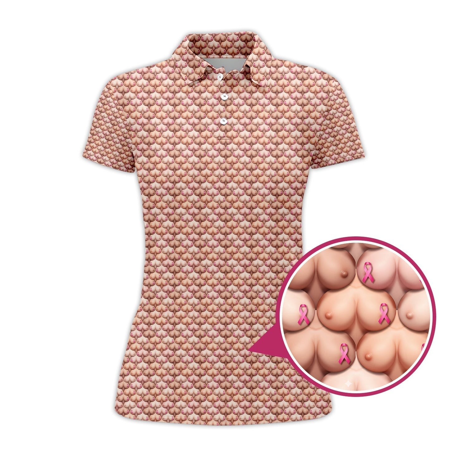 Golf Pattern Shirt, Funny Breast Cancer Golf Shirt, Golf Gift For Golfer