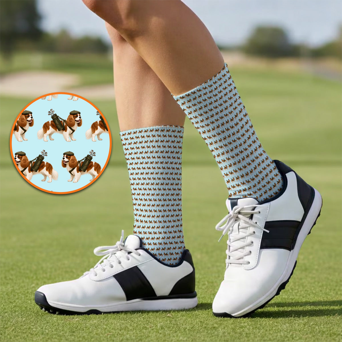 Cavalier King Charles Spaniel Golf Socks, Funny Cavalier Golf Sock, Golf Gift For Dog Lovers
