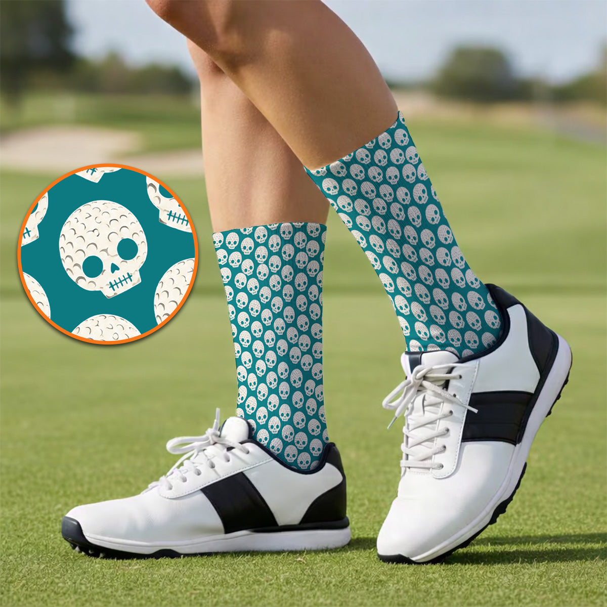 Crazy Skeleton Golf Socks, Skeleton Pattern Golf Sock, Golf Gift For Golfer