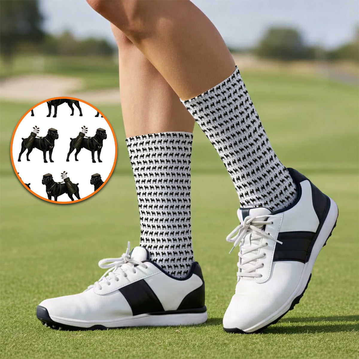 Cane Corso Pattern Golf Socks, Black Cane Corso Golf Sock for Dog Lovers, Crazy Golf Gift for Golfers
