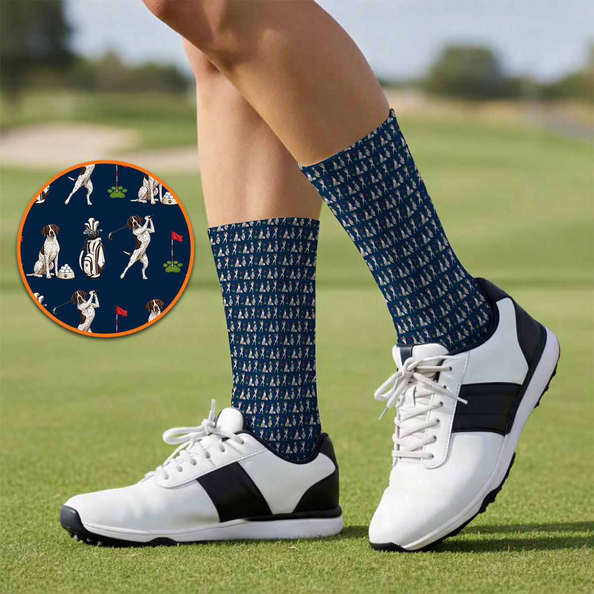 German Shorthaired Pointer Golf Socks, Funny Pattern Golf Sock, Golf Gift For Golfer