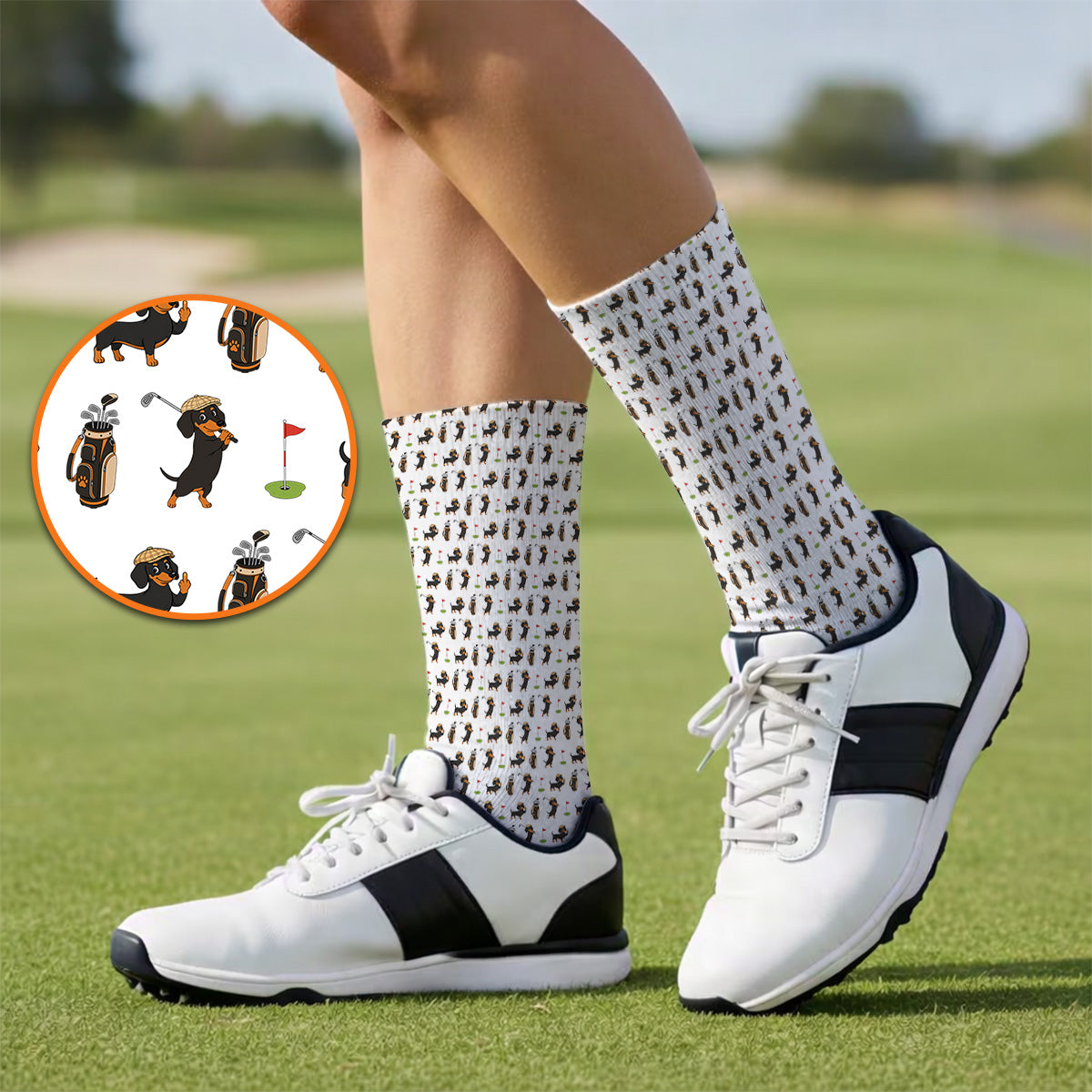 Dachshund Golf Socks, Funny Wiener Dog Pattern Golf Sock, Doxie Lover Golf Gift