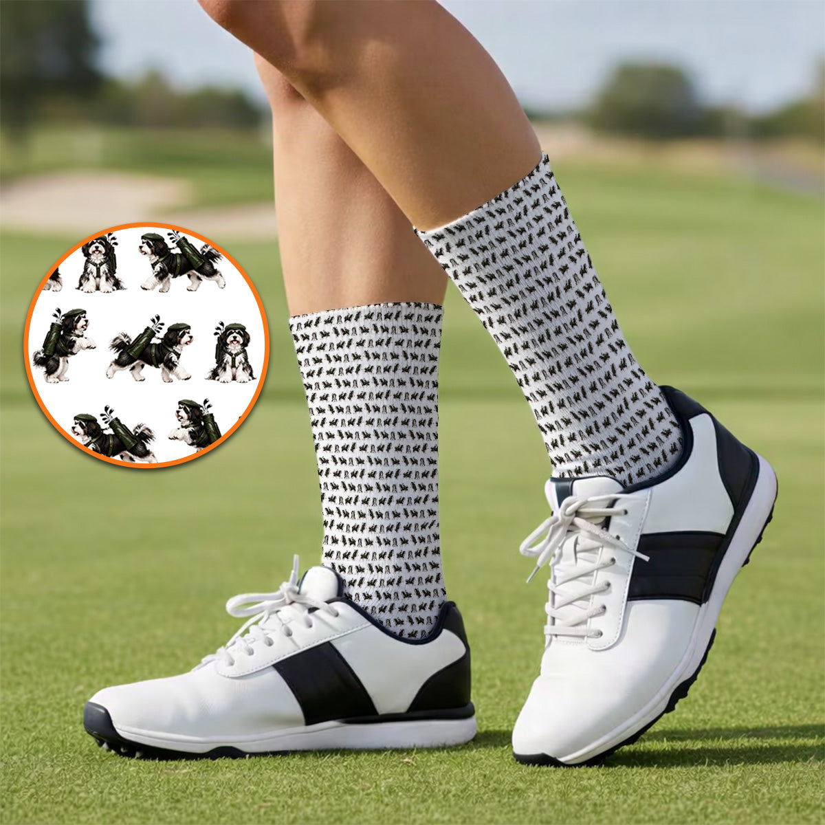 Havanese Pattern Golf Socks, Funny Havanese Golf Sock, Golf Gift for Golfers