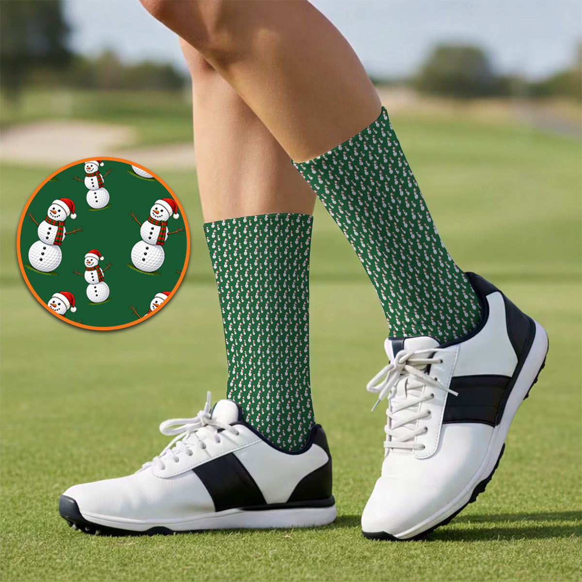 Snowman Christmas Golf Socks, Funny Xmas Golf Sock, Golf Gift for Golfer