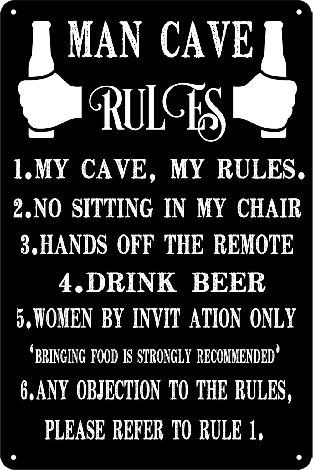Man Cave Rules Metal Sign, Funny Bar Signs For Home Decor, Wall Art Decor For Men