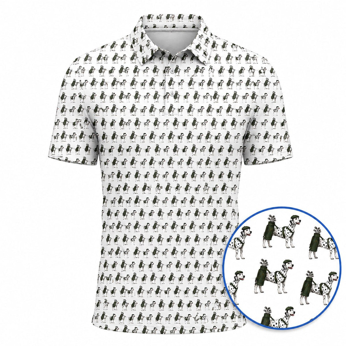 Dalmatian Golf Pattern Polos, Dalmatian Golf Shirt, Crazy Golf Gift For Golfers