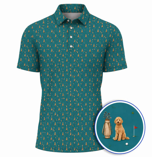 Funny Golden Doodle Golf Shirt, Golden Doodle Pattern Golf Polos, Golf Gift For Golfers