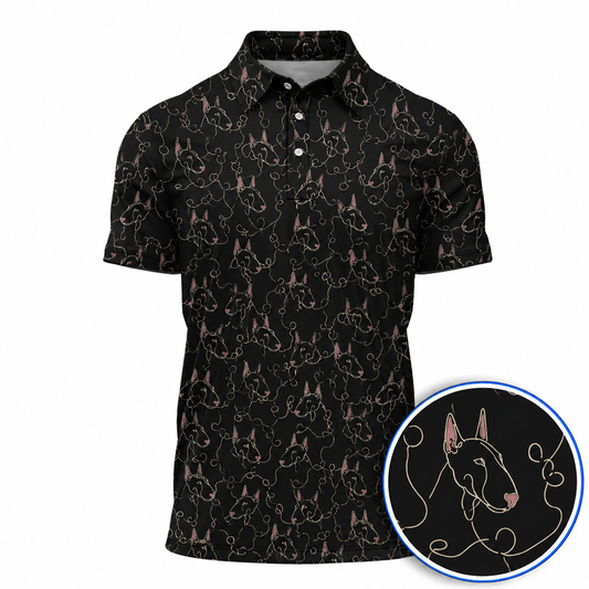 Funny Bull Terrier Golf Polos, Bull Terrier Pattern Golf Shirt, Golf Gift For Golfer