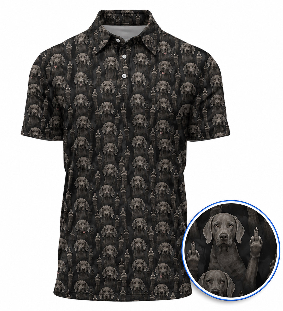 Funny Weimaraner Golf Polos, Weimaraner Pattern Golf Shirt, Golf Gift For Golfer