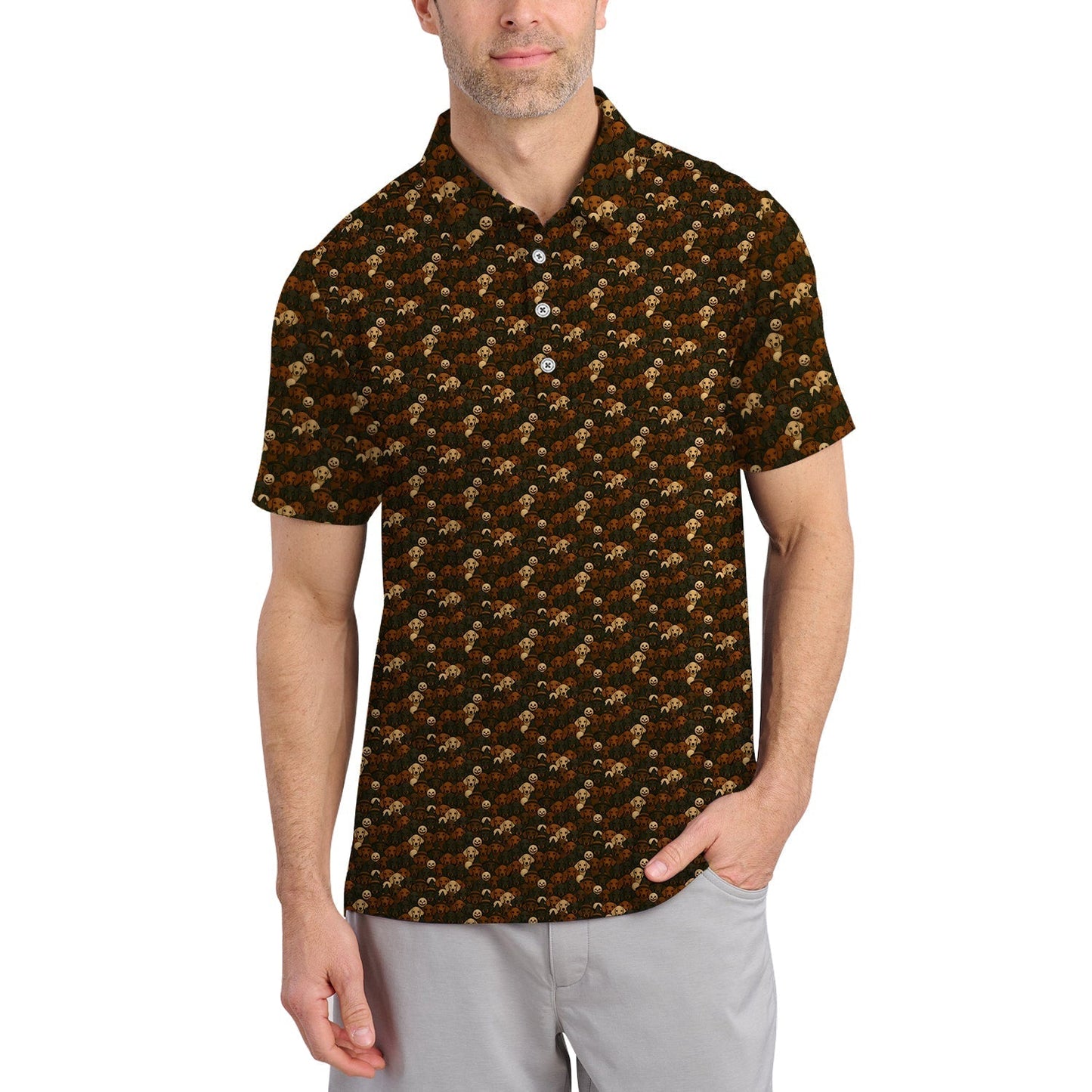 Halloween Golf Shirt, Dachshund Golf Shirt For Golfer, Funny Pattern Golf Shirt For Men