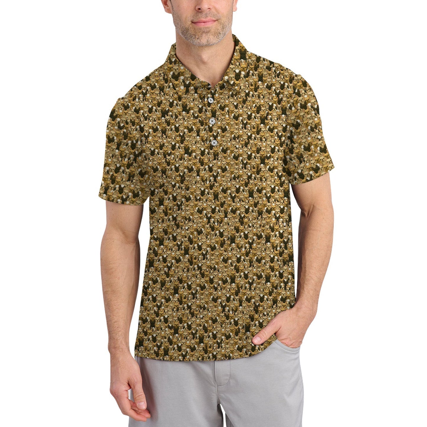 French Bulldog Golf Shirt, Funny Dog Golf Shirt For Men, Pattern Golf Shirt For Golfers