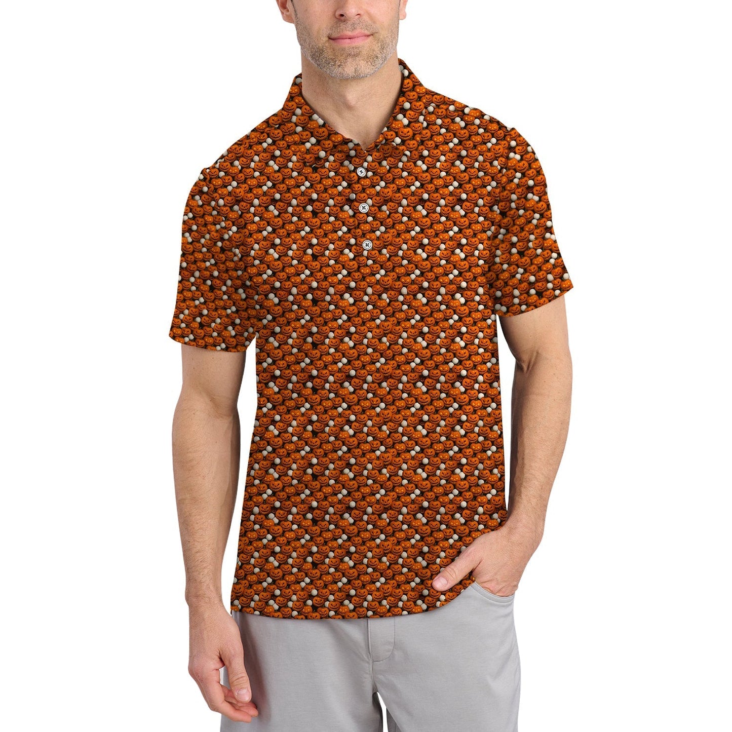 Pumpkin Pattern Golf Shirt, Halloween Golf Shirt For Golfes, Crazy Golf Shirt For Golf Lover
