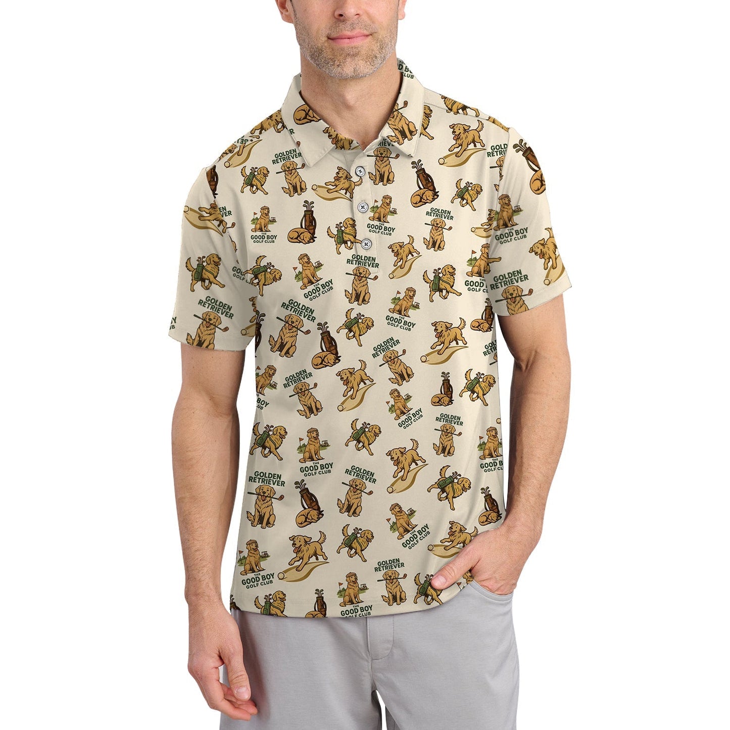 Golden Retriever Golf Shirts, Funny Golden Retriever Golf Shirt For Dog Lovers, Pattern Golf Polos